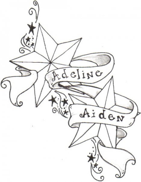 Nautical stars with her childrens names tied in Published in